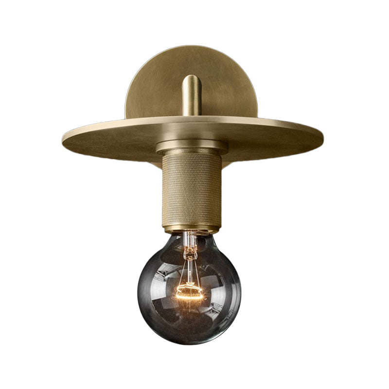 Bronze Armed Wall Sconce Light Postmodern Single Metal/Clear Glass Wall Lamp