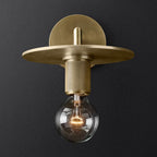 Bronze Armed Wall Sconce Light Postmodern Single Metal/Clear Glass Wall Lamp