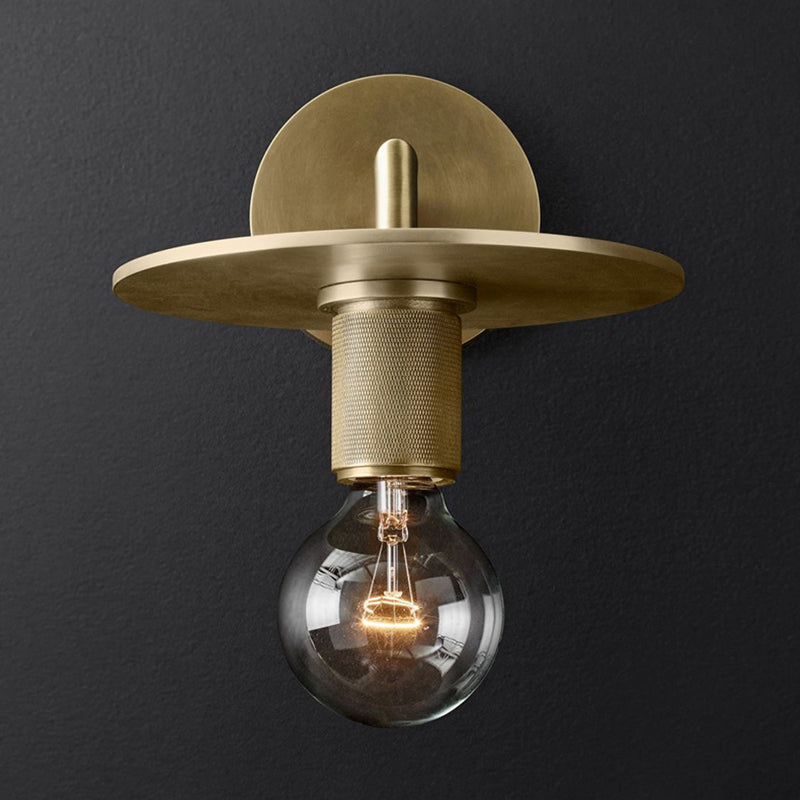 Bronze Armed Wall Sconce Light Postmodern Single Metal/Clear Glass Wall Lamp