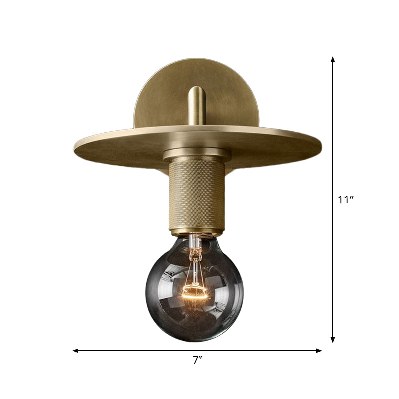 Bronze Armed Wall Sconce Light Postmodern Single Metal/Clear Glass Wall Lamp