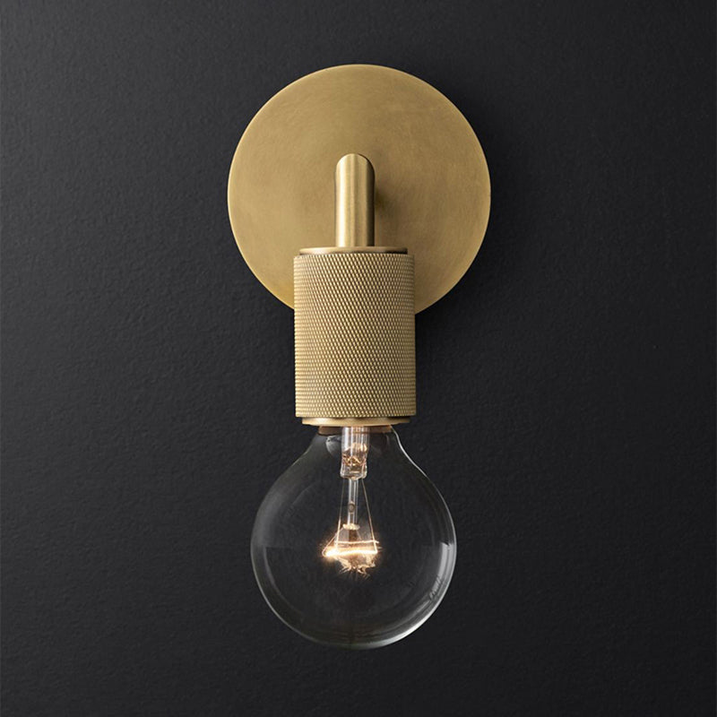 Bronze Armed Wall Sconce Light Postmodern Single Metal/Clear Glass Wall Lamp