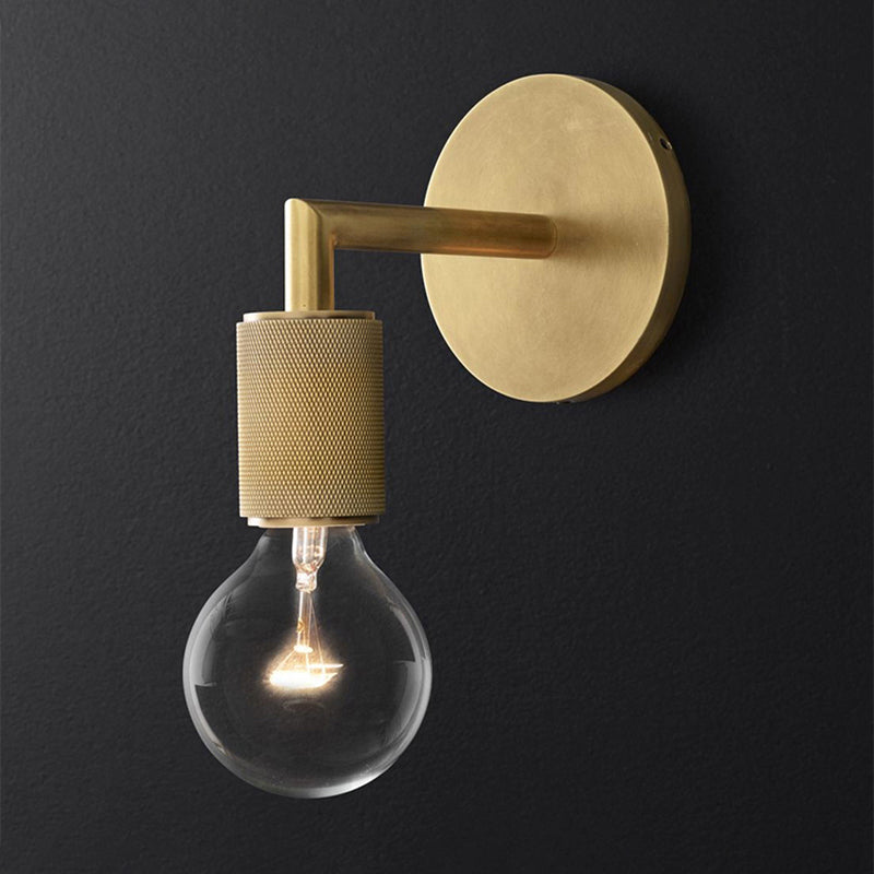 Bronze Armed Wall Sconce Light Postmodern Single Metal/Clear Glass Wall Lamp