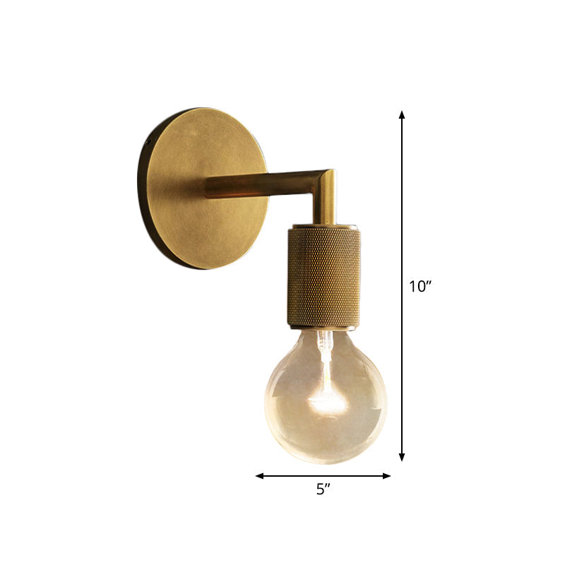 Bronze Armed Wall Sconce Light Postmodern Single Metal/Clear Glass Wall Lamp