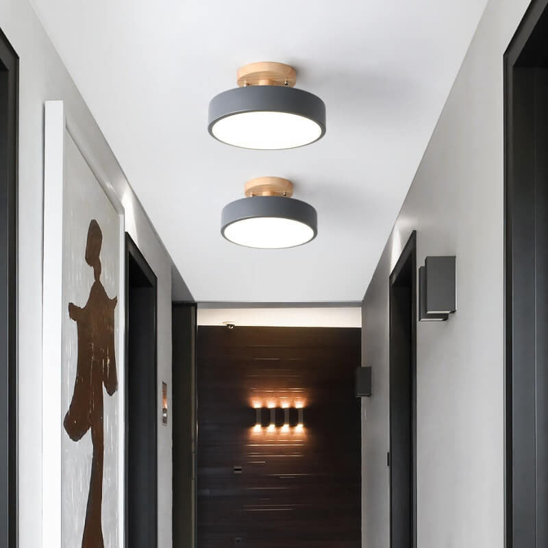Deckenleuchte Holz Acryl 30 cm LED flach für Schlafzimmer Flur