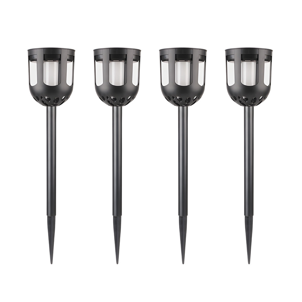 4er-Set moderne schwarze Solar-LED-Wegleuchten