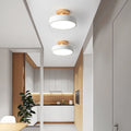 Deckenleuchte Holz Acryl 30 cm LED flach für Schlafzimmer Flur