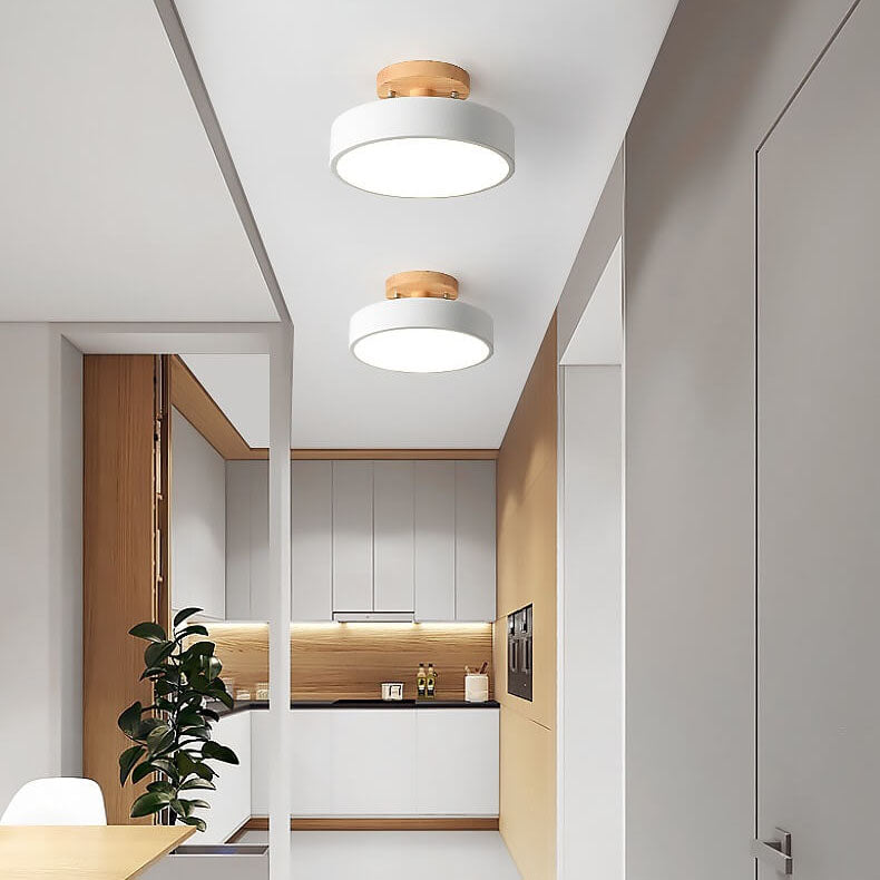 Deckenleuchte Holz Acryl 30 cm LED flach für Schlafzimmer Flur