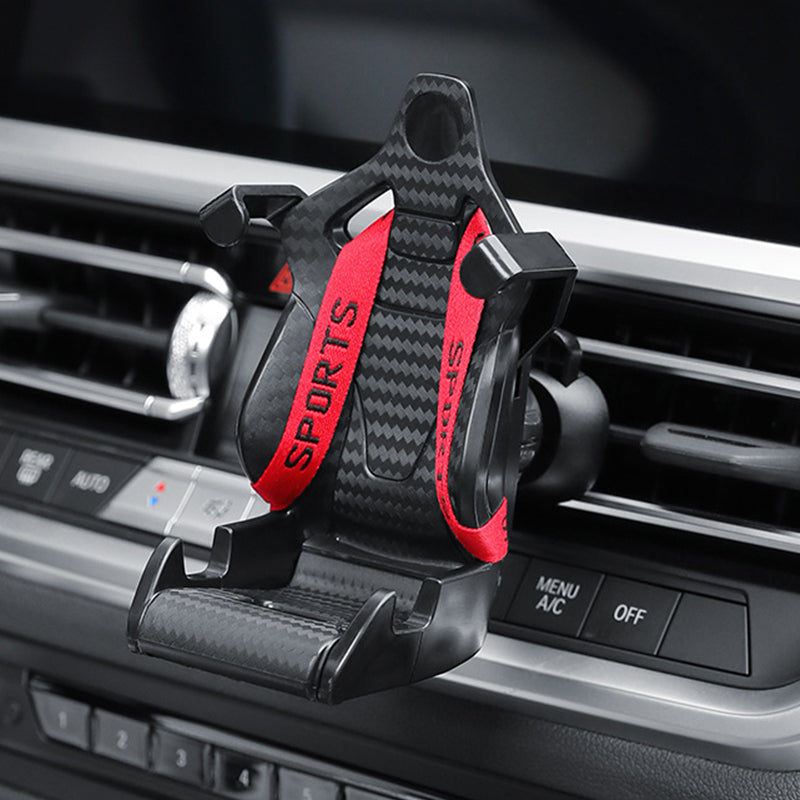 Racing seat phone holder
