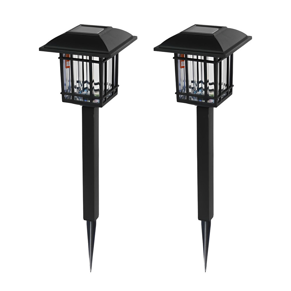 2er-Set Vintage quadratische, wasserdichte LED-Solar-Rasenleuchten
