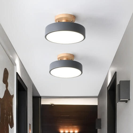 Deckenleuchte Holz Acryl 30 cm LED flach für Schlafzimmer Flur