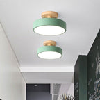 Deckenleuchte Holz Acryl 30 cm LED flach für Schlafzimmer Flur