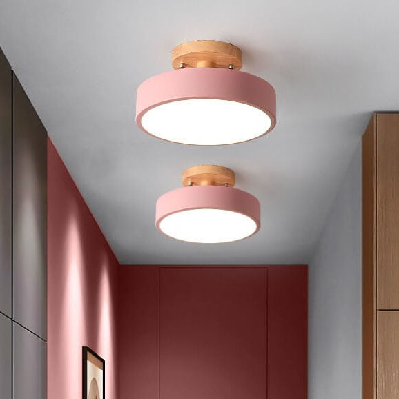 Deckenleuchte Holz Acryl 30 cm LED flach für Schlafzimmer Flur