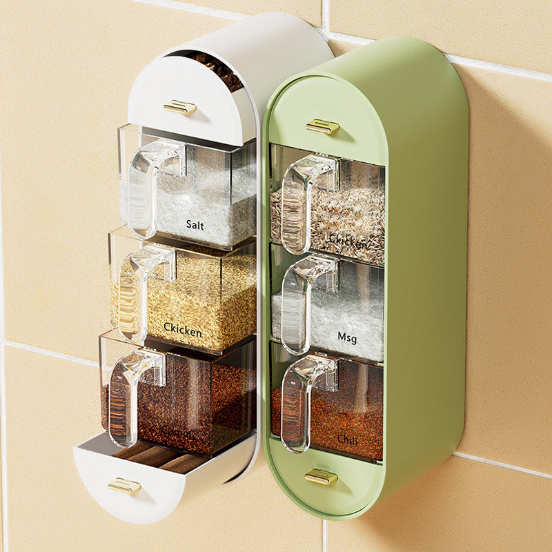 Space-saving wall-mounted spice jar