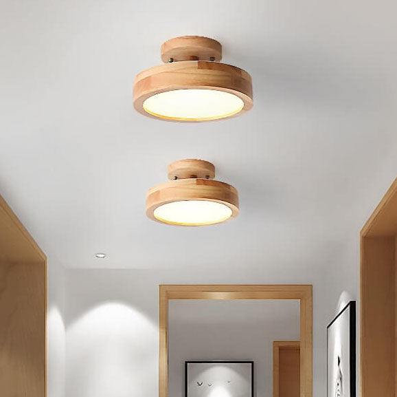 Deckenleuchte Holz Acryl 30 cm LED flach für Schlafzimmer Flur
