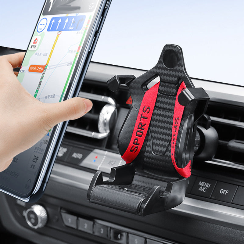 Racing seat phone holder