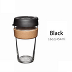 Reusable & Portable Glass Coffee Cup With Lid & Sleeve, For Home, Travel & More