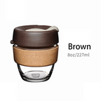 Reusable & Portable Glass Coffee Cup With Lid & Sleeve, For Home, Travel & More