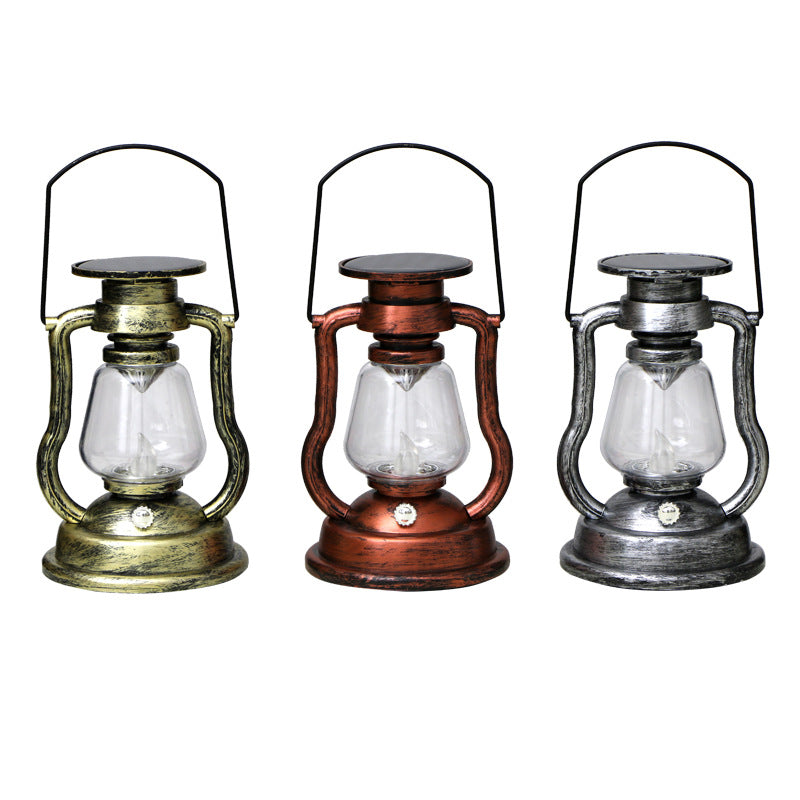 Antik-inspirierte Solar-LED-Laterne mit Glaskugel und Metallgriff