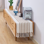 Decorative table runner with macrame fringes