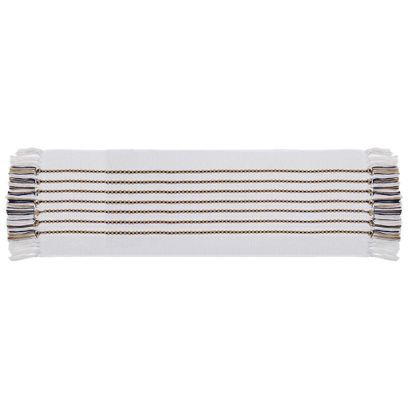 Decorative table runner with macrame fringes