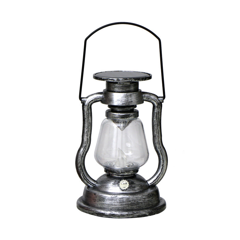 Antik-inspirierte Solar-LED-Laterne mit Glaskugel und Metallgriff