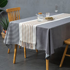 Decorative table runner with macrame fringes