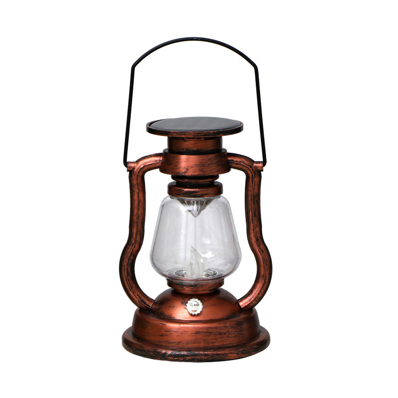 Antik-inspirierte Solar-LED-Laterne mit Glaskugel und Metallgriff