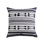 Handwoven square decorative cushion cover with tuft appliqués and boho stripes