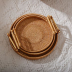 Round Braided Rattan Serving Platter