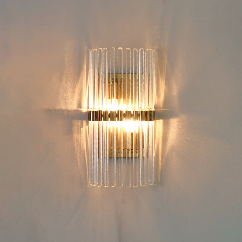 Contemporary Pillar Wall Sconce Light Crystal 2 Heads