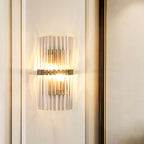 Contemporary Pillar Wall Sconce Light Crystal 2 Heads