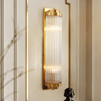 Contemporary Pillar Wall Sconce Light Crystal 2 Heads