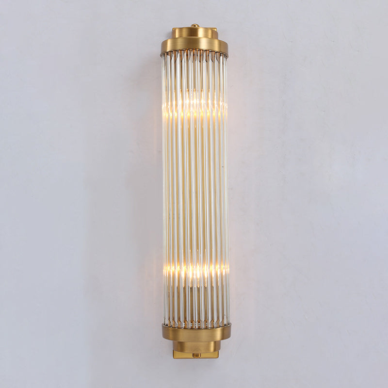 Contemporary Pillar Wall Sconce Light Crystal 2 Heads