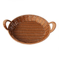 Handwoven Round Serving Basket with Handles
