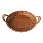 Handwoven Round Serving Basket with Handles