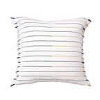 Decorative cotton cushion cover with striped tufted appearance and fringes