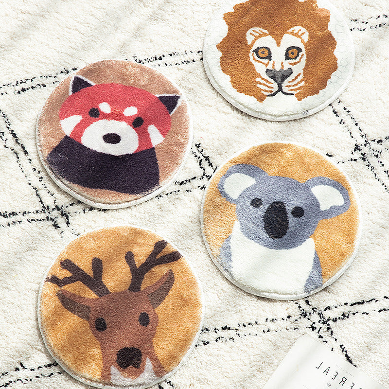 Round Microfiber Coasters with Animal Motifs and Non-Slip Backing