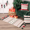 Flat-Woven Runner Rug with Nordic Christmas Pattern