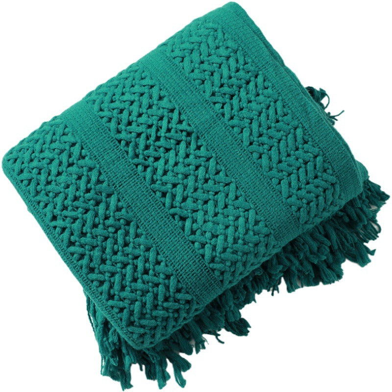 Knit Blanket with Fringes