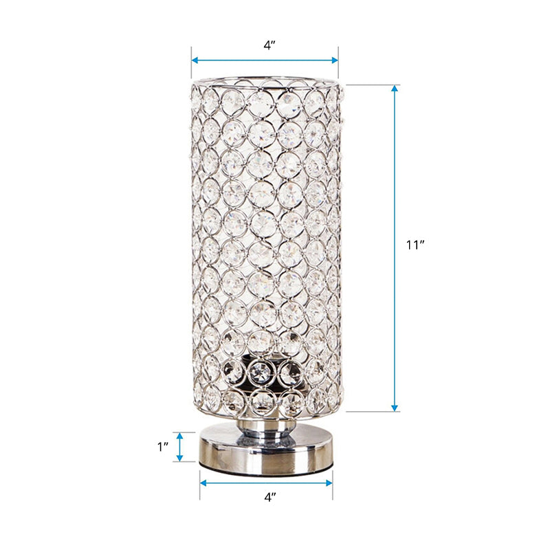 Crystal Table Lamp - Modern Night Light with Chrome Finish