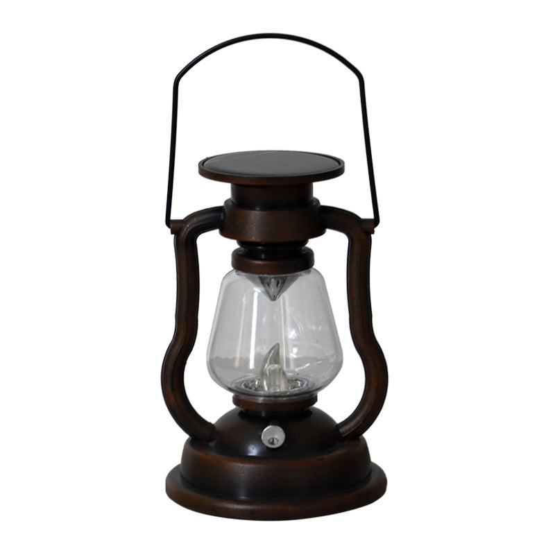 Antik-inspirierte Solar-LED-Laterne mit Glaskugel und Metallgriff