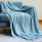 Knit Blanket with Fringes