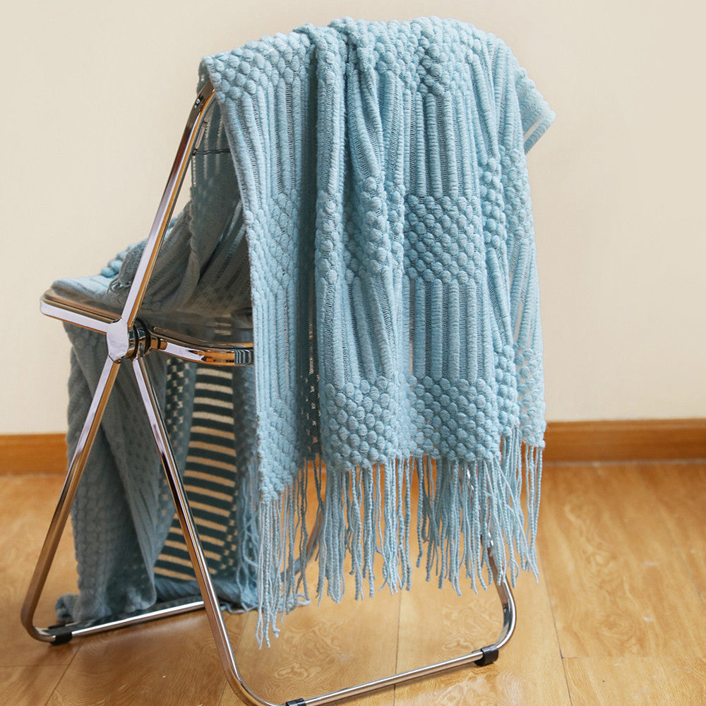 Knitted Blanket with Textured Design