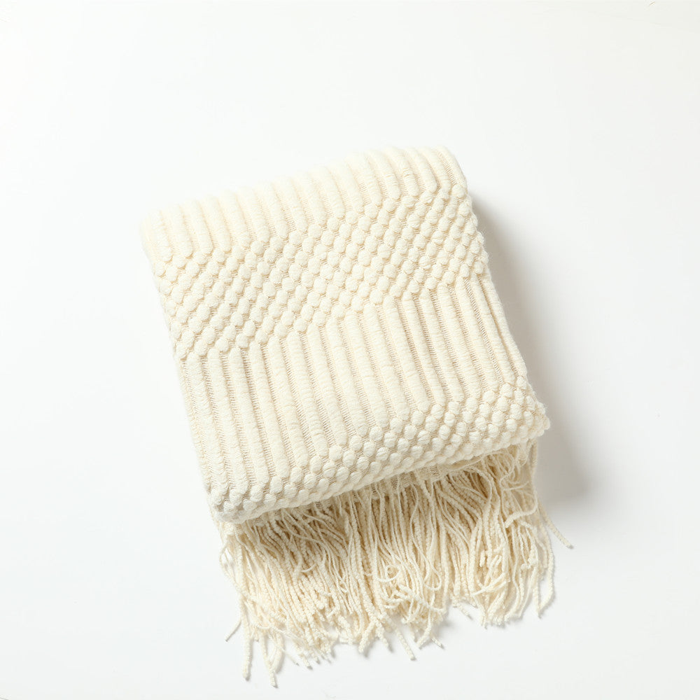 Knitted Blanket with Textured Design