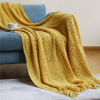 Knit Blanket with Fringes