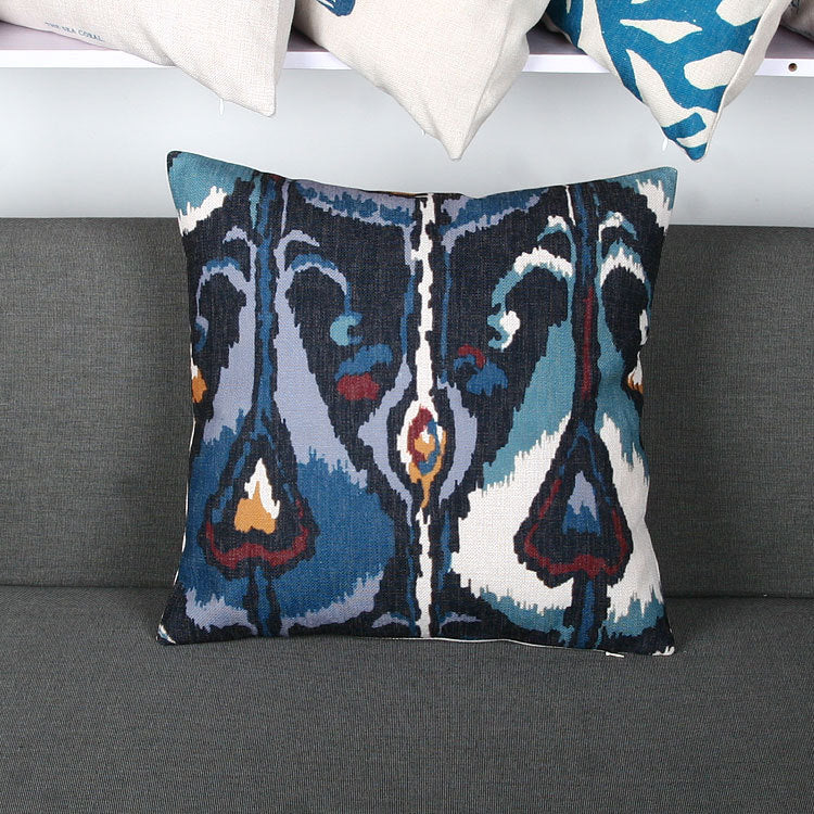 Ikat-Print Quadratischer Dekokissenbezug mit verdecktem Reißverschluss