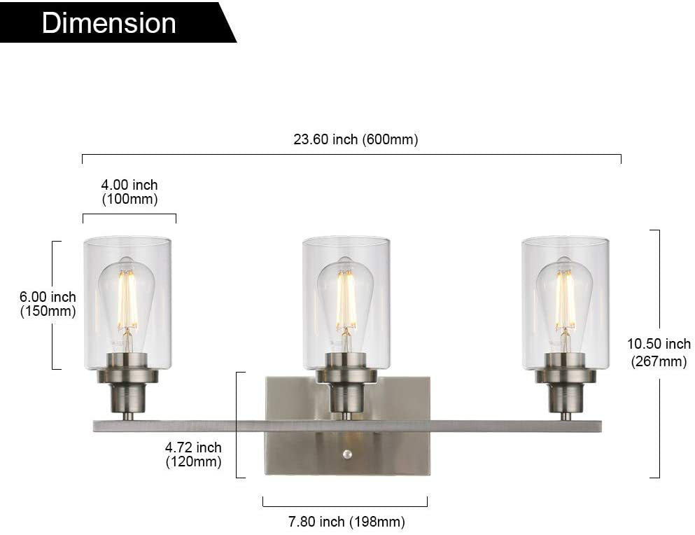 3-flammige Zylinder-Wandleuchte im Retro-Industriestil