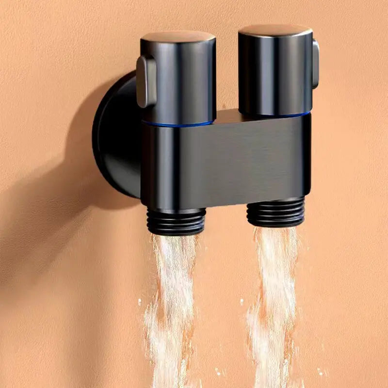 Doppel-Kontrollventil aus Messing – Wasseranschluss in Mattschwarz