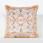 Vintage Equestrian Square Throw Pillow Cover with Piped Velvet Trim and Hidden Zipper