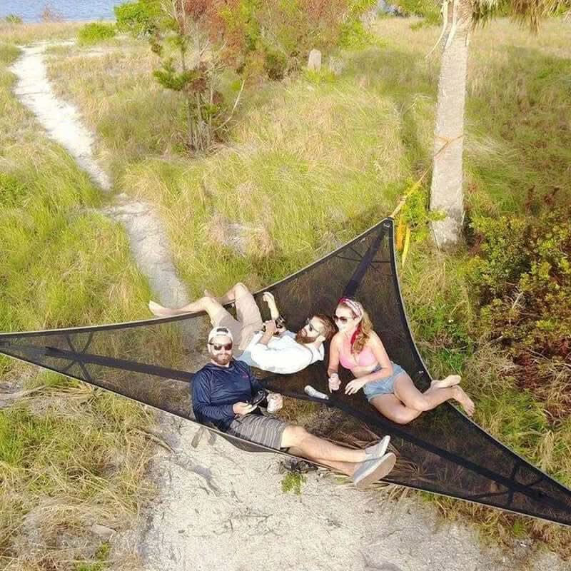 Camping-Hängematte für mehrere Personen mit 3-Punkt-Befestigungssystem